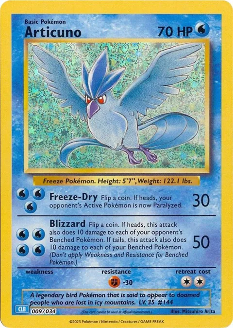 Articuno #009/034 Holofoil Pokémon card from Trading Card Game Classic