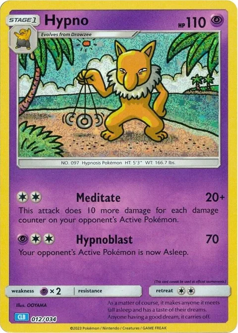 Hypno #012/034 Holofoil Pokémon card from Trading Card Game Classic