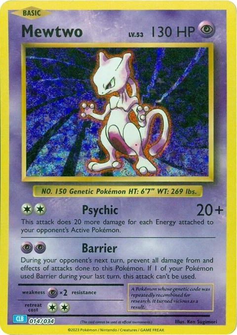 Mewtwo #014/034 Holofoil Pokémon card from Trading Card Game Classic