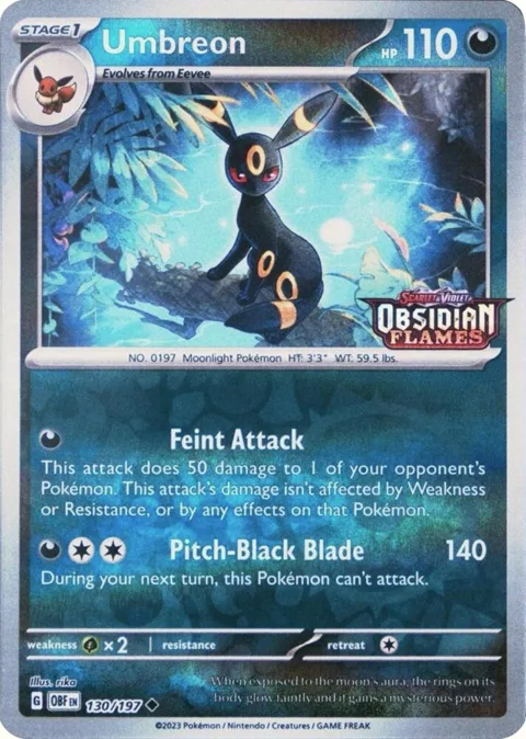 Umbreon Obsidian Flames Stamped #130/197 Reverse Holofoil Pokémon card from Miscellaneous Cards & Products