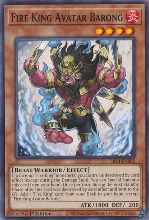 Fire King Avatar Barong SR14-EN005 Yu-Gi-Oh card from Structure Deck: Fire Kings