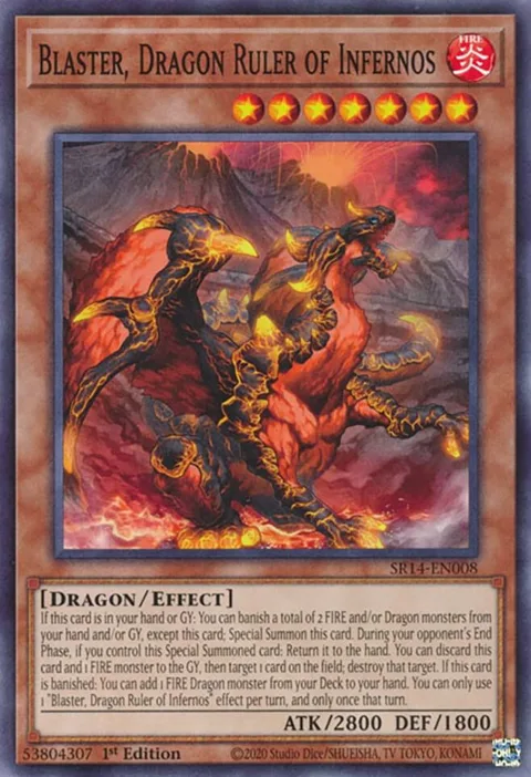 Blaster, Dragon Ruler of Infernos SR14-EN008 Yu-Gi-Oh card from Structure Deck: Fire Kings