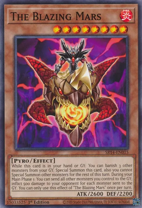 The Blazing Mars SR14-EN015 Yu-Gi-Oh card from Structure Deck: Fire Kings