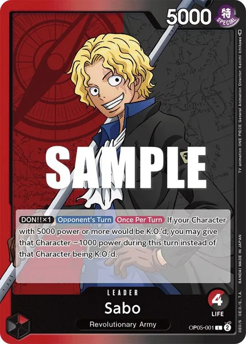 Sabo OP05-001 One Piece card from Awakening of the New Era