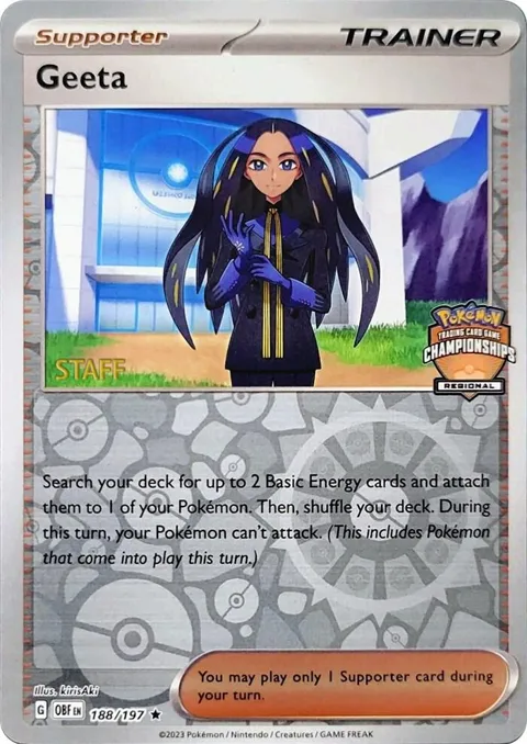 Geeta - 188/197 Regional Championships [Staff] #188/197 Reverse Holofoil Pokémon card from League & Championship Cards