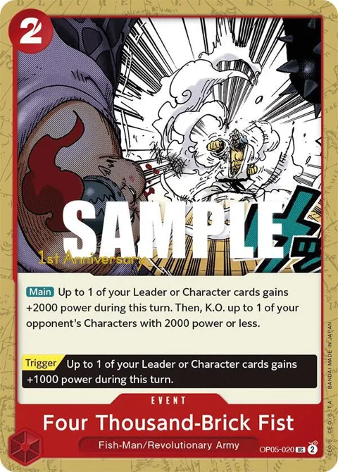 Four Thousand-Brick Fist OP05-020 Tournament One Piece card from Awakening of the New Era: 1st Anniversary Tournament Cards