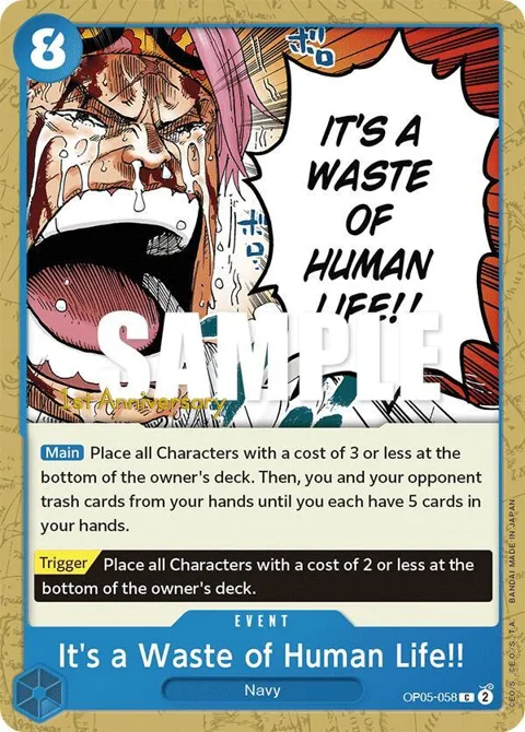 It's a Waste of Human Life!! OP05-058 Tournament One Piece card from Awakening of the New Era: 1st Anniversary Tournament Cards