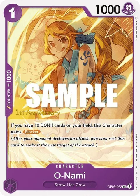 O-Nami OP05-062 Tournament One Piece card from Awakening of the New Era: 1st Anniversary Tournament Cards