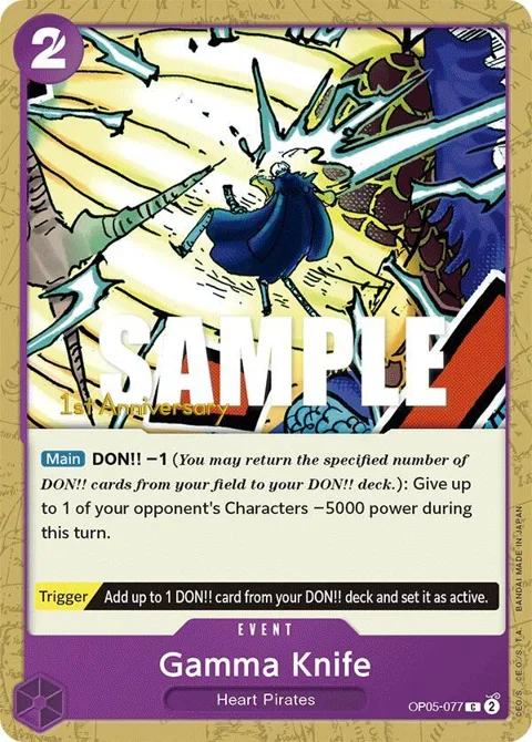 Gamma Knife OP05-077 Tournament One Piece card from Awakening of the New Era: 1st Anniversary Tournament Cards