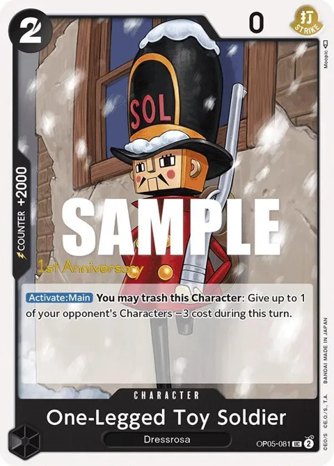 One-Legged Toy Soldier OP05-081 Tournament One Piece card from Awakening of the New Era: 1st Anniversary Tournament Cards