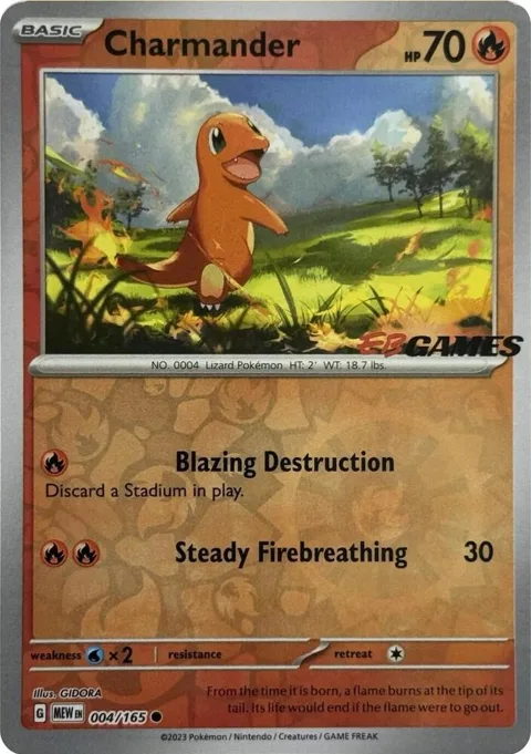 Charmander - 004/165 EBGames Exclusive #004/165 Reverse Holofoil Pokémon card from Miscellaneous Cards & Products