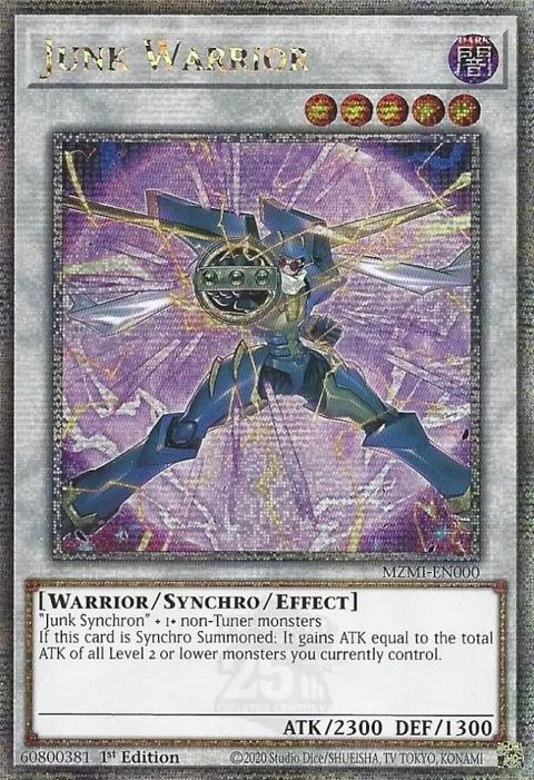 Junk Warrior Quarter Century Secret Rare MZMI-EN000 Yu-Gi-Oh card from Maze of Millennia