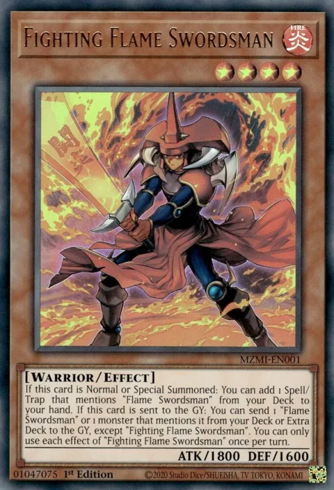 Fighting Flame Swordsman MZMI-EN001 Yu-Gi-Oh card from Maze of Millennia