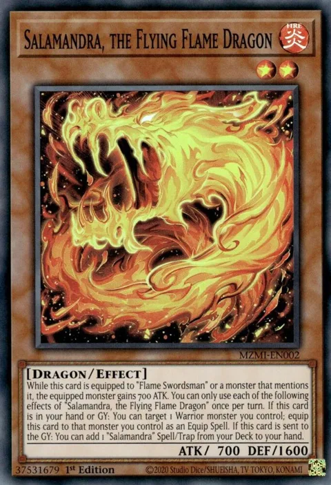 Salamandra, the Flying Flame Dragon MZMI-EN002 Yu-Gi-Oh card from Maze of Millennia
