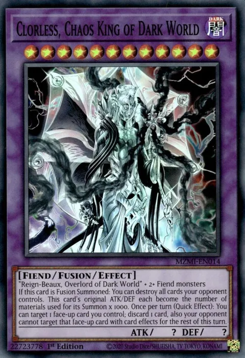 Clorless, Chaos King of Dark World MZMI-EN014 Yu-Gi-Oh card from Maze of Millennia