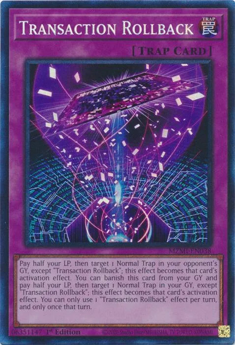 Transaction Rollback Collector's Rare MZMI-EN038 Yu-Gi-Oh card from Maze of Millennia