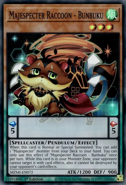 Majespecter Raccoon - Bunbuku MZMI-EN072 Yu-Gi-Oh card from Maze of Millennia