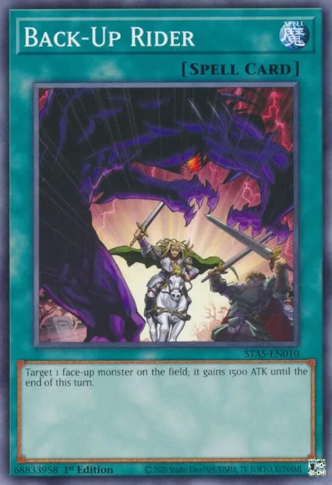 Back-Up Rider STAS-EN010 Yu-Gi-Oh card from 2-Player Starter Set