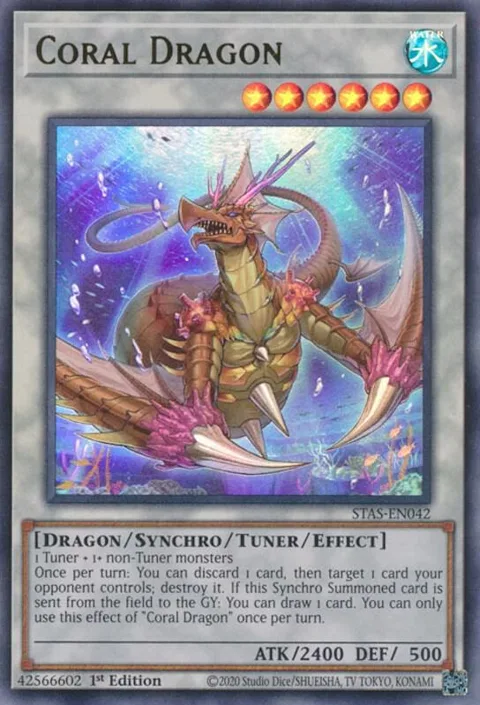 Coral Dragon STAS-EN042 Yu-Gi-Oh card from 2-Player Starter Set