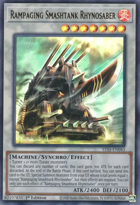 Rampaging Smashtank Rhynosaber STAS-EN043 Yu-Gi-Oh card from 2-Player Starter Set