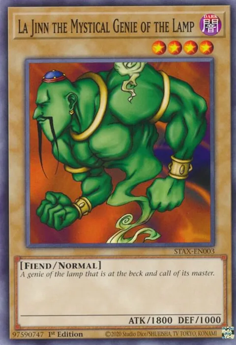La Jinn the Mystical Genie of the Lamp STAX-EN003 Yu-Gi-Oh card from 2-Player Starter Set