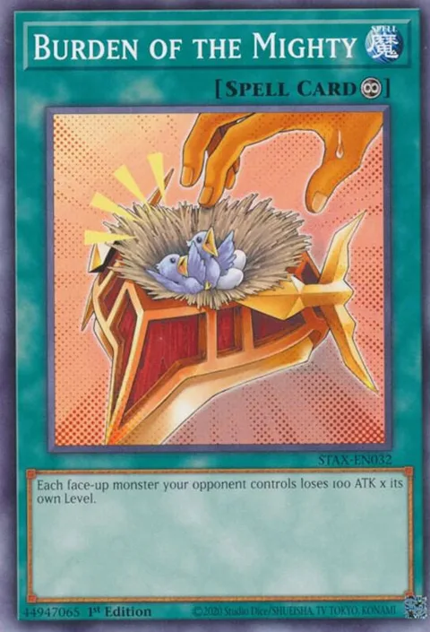 Burden of the Mighty STAX-EN032 Yu-Gi-Oh card from 2-Player Starter Set