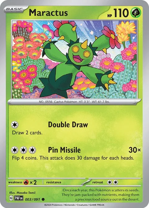 Maractus #003/091 Reverse Holofoil Pokémon card from Paldean Fates
