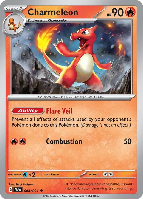 Charmeleon #008/091 Pokémon card from Paldean Fates