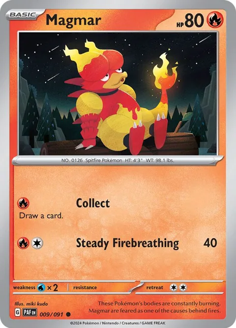 Magmar #009/091 Pokémon card from Paldean Fates