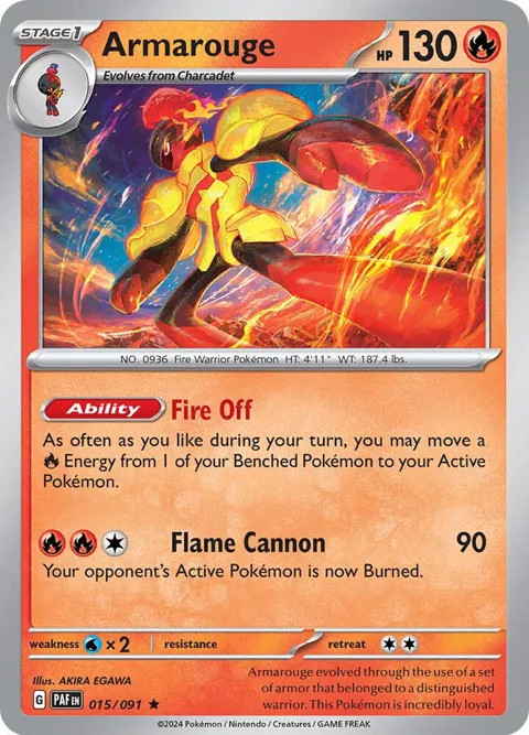 Armarouge #015/091 Reverse Holofoil Pokémon card from Paldean Fates