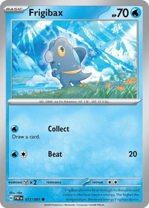 Frigibax #017/091 Reverse Holofoil Pokémon card from Paldean Fates