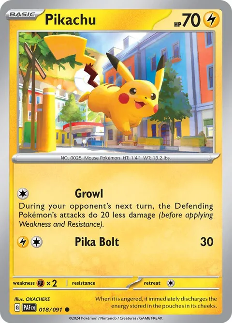 Pikachu #018/091 Reverse Holofoil Pokémon card from Paldean Fates