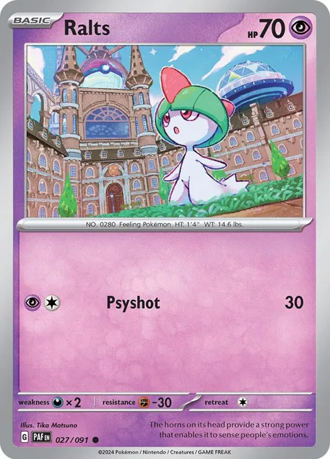 Ralts #027/091 Pokémon card from Paldean Fates