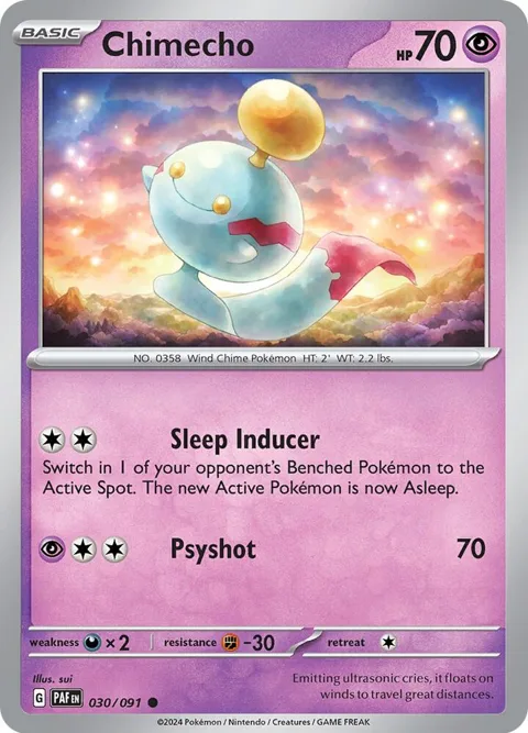 Chimecho #030/091 Reverse Holofoil Pokémon card from Paldean Fates