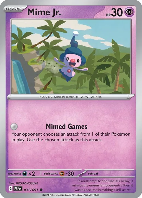 Mime Jr. #031/091 Pokémon card from Paldean Fates