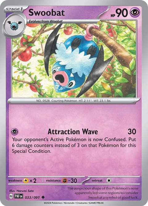Swoobat #033/091 Pokémon card from Paldean Fates