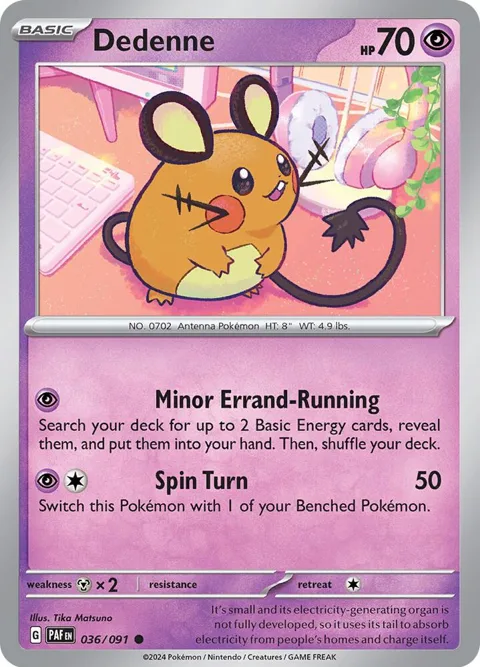 Dedenne #036/091 Pokémon card from Paldean Fates