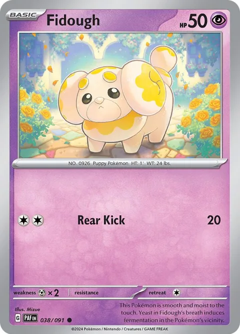 Fidough #038/091 Reverse Holofoil Pokémon card from Paldean Fates