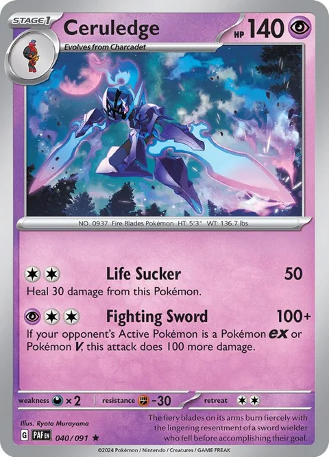 Ceruledge #040/091 Reverse Holofoil Pokémon card from Paldean Fates