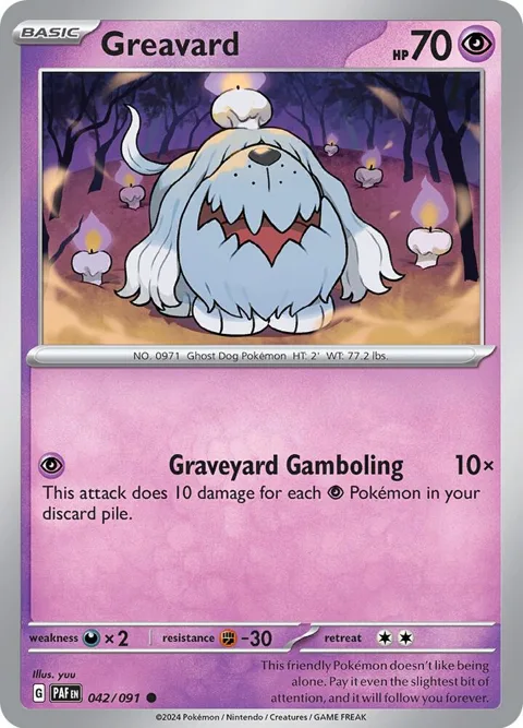 Greavard #042/091 Reverse Holofoil Pokémon card from Paldean Fates