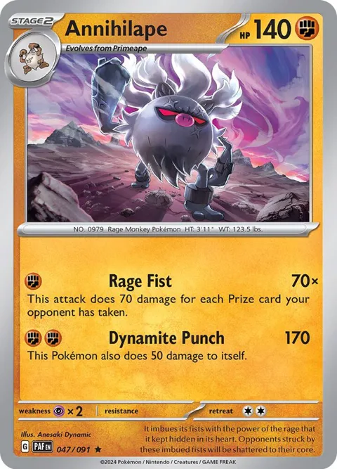 Annihilape #047/091 Holofoil Pokémon card from Paldean Fates