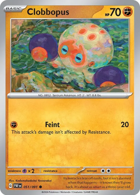 Clobbopus #051/091 Reverse Holofoil Pokémon card from Paldean Fates
