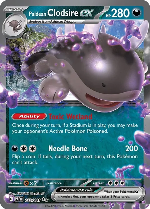 Paldean Clodsire ex #059/091 Holofoil Pokémon card from Paldean Fates