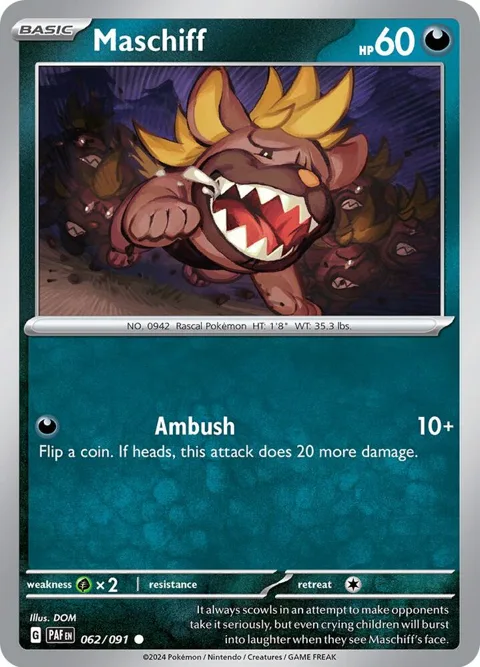 Maschiff #062/091 Pokémon card from Paldean Fates