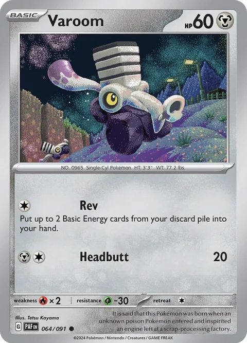 Varoom #064/091 Reverse Holofoil Pokémon card from Paldean Fates
