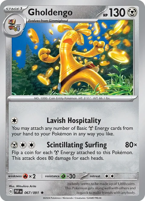 Gholdengo #067/091 Holofoil Pokémon card from Paldean Fates
