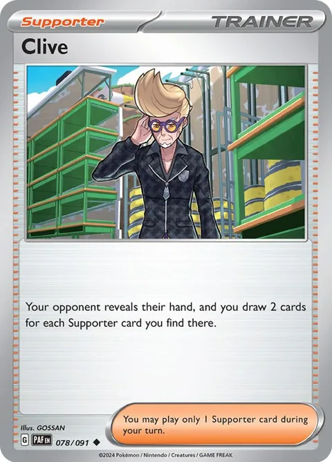 Clive #078/091 Reverse Holofoil Pokémon card from Paldean Fates
