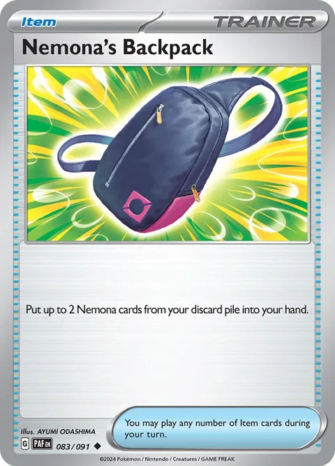Nemona's Backpack #083/091 Pokémon card from Paldean Fates