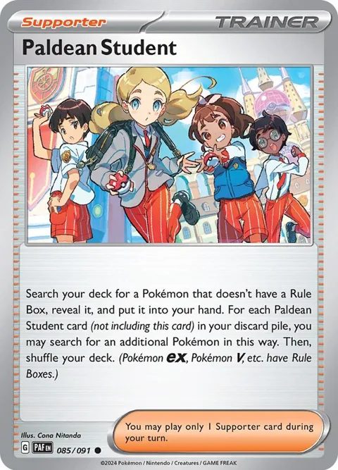 Paldean Student #085/091 Pokémon card from Paldean Fates