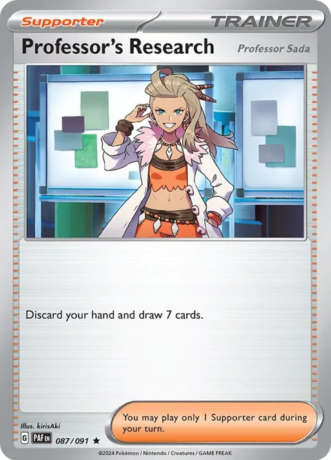 Professor's Research [Professor Sada] #087/091 Reverse Holofoil Pokémon card from Paldean Fates